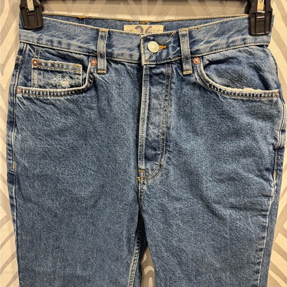 We The Free Blue Boyfriend High Rise Jeans Distressed - Picture 2 of 5